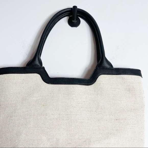 Rachel Zoe Capri Canvas Bag Natural Black Vegan Leather Trim NWT - Picture 7 of 14